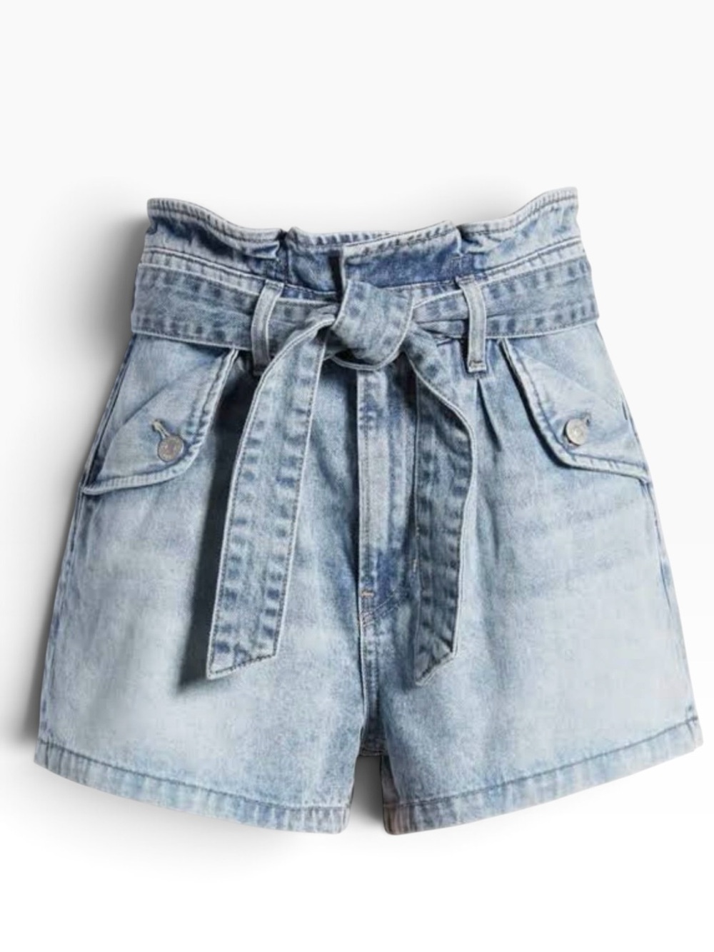 Veronica Beard Nori Paper Bag Denim Shorts Size 29 Light Blue